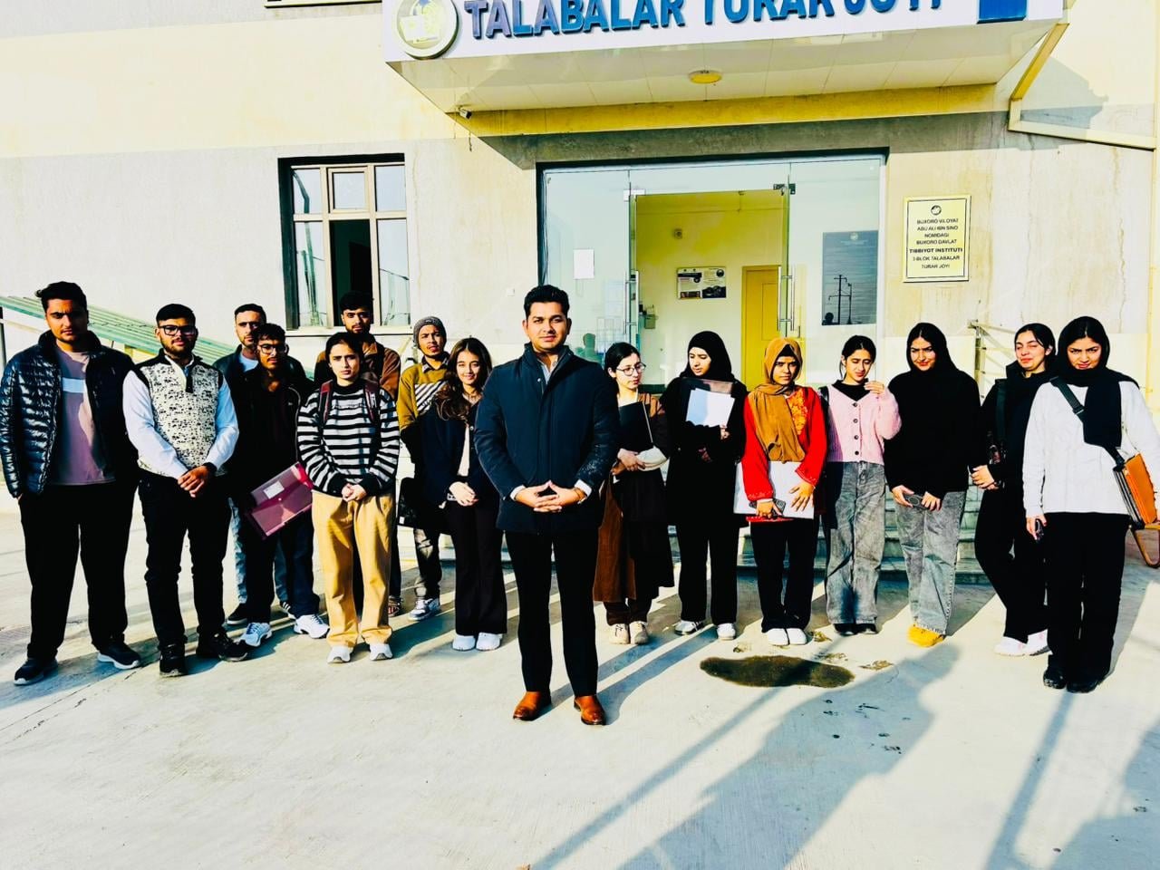 LICHEN students in front of the student hostel in Uzbekistan