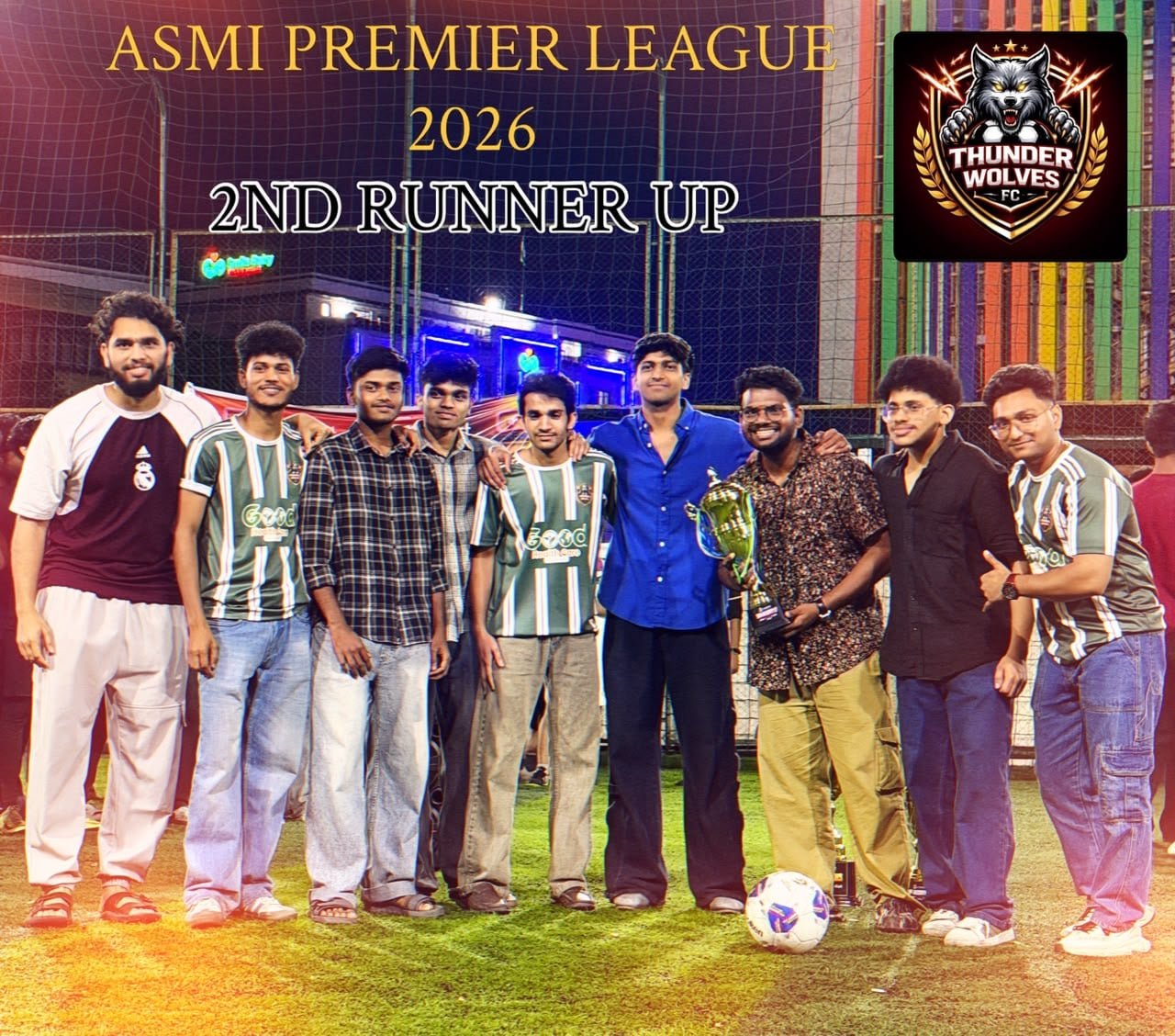 ASMI Premier League 2026 runners-up team with their trophy
