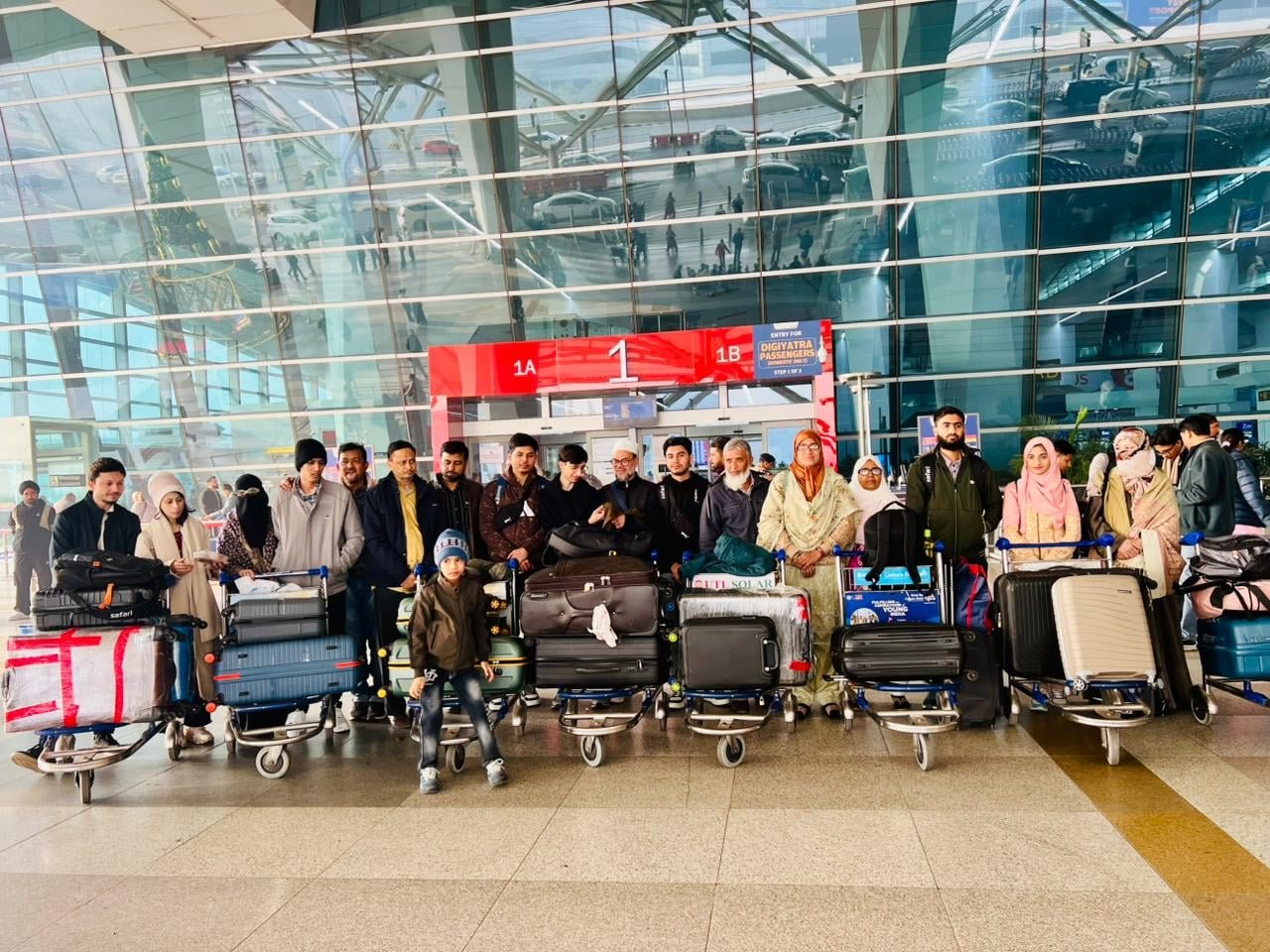 LICHEN students and families at the airport before departing for Uzbekistan
